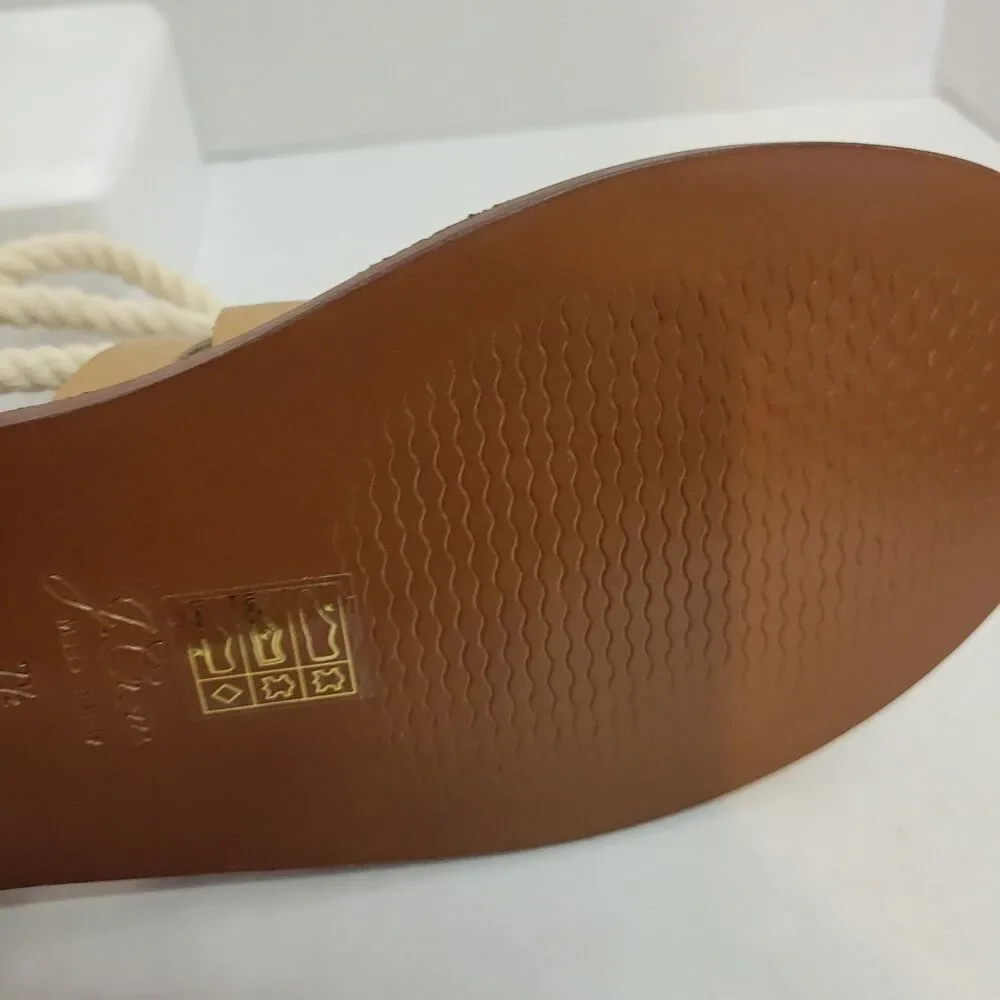 J.Crew Rope Gladiator Sandals Women's 7.5 Tan Leather Made in Italy NWOB